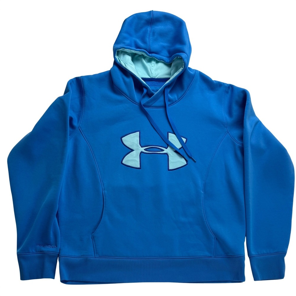 Under Armour Storm ColdGear Hoodie Womens XL Blue Fleece Sweatshirt Semi-Fitted‎
